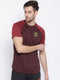 Men Wine Round Neck Regular Fit T-Shirt