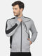 Men Grey Collar Regular Fit Sweatshirt