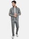 Men Grey T-Neck Regular Fit Tracksuit