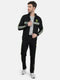 Men Black T-Neck Regular Fit Tracksuit