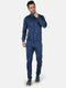 Men Navy Regular Fit Full Sleeve Collar Neck Tracksuit