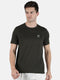Men Olive Round Neck Regular Fit Half Sleeve T-Shirt