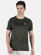 Men Olive Round Neck Smart Fit Half Sleeve T-Shirt
