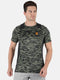 Men Olive Round Neck Smart Fit Half Sleeve T-shirt