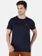 Men Navy Round Neck Regular Fit Half Sleeve T-Shirt