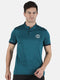 Men Blue Collar Regular Fit Half Sleeve T-Shirt