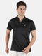 Men Black Collar Regular Fit Half Sleeve T-Shirt