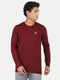 Men Maroon Round Neck Full Sleeve Sweatshirt