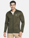 Men Olive Round Neck Smart Fit Full Sleeve Sweatshirt