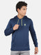 Men Navy Blue Hood Full Sleeve Sweatshirt