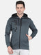 Men Grey Hood Smart Fit Full Sleeve Sweatshirt