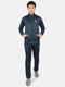 Men Navy Blue Collar Smart Fit Full Sleeve Track Suit