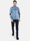 Men Blue Solid Collar Full Sleeve Tracksuit