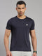 Men Polyester Blend Navy Blue Solid Round Neck T-Shirt