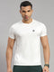 Men Polyester Blend White Solid Round Neck T-Shirt