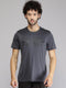 Men Polyester Blend Grey Melange Solid V Neck T-Shirt