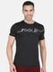 Men Black Printed Round Neck Half Sleeve T-Shirt
