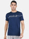 Men Blue Printed Round Neck Half Sleeve T-Shirt