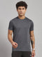 Men Polyester Blend Charcoal Solid T-Shirt