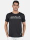 Mens Polyester Blend Black Printed Round Neck T-Shirt