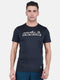Mens Polyester Blend Navy Blue Printed Round Neck T-Shirt