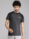 Mens Polyester Blend Grey Melange Solid Round Neck T-Shirt