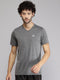 Mens Polyester Blend Grey Printed Round Neck T-Shirt
