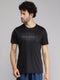 Mens Polyester Blend Black Printed Round Neck T-Shirt