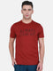 Mens Polyester Blend Maroon Self Design Round Neck T-Shirt