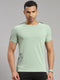 Men Polyester Blend Green Self Design Round Neck T-Shirt