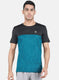 Men Green Self Design Round Neck Half Sleeve T-Shirt