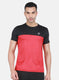 Men Red Self Design Round Neck Half Sleeve T-Shirt