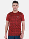 Mens Polyester Blend Wine Self Design Round Neck T-Shirt