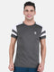 Mens Polyester Blend Grey Self Design Round Neck T-Shirt