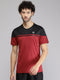 Mens Polyester Blend Maroon Solid Round Neck T-Shirt