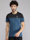 Mens Polyester Blend Teal Solid Round Neck T-Shirt