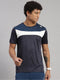 Men Polyester Blend Grey Self Design T-Shirt