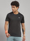 Men Polyester Blend Black Solid T-Shirt