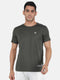 Mens Polyester Blend Olive Self Design Round Neck T-Shirt