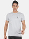 Mens Polyester Blend Grey Self Design Round Neck T-Shirt