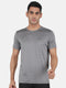 Mens Polyester Blend Grey Self Design Round Neck T-Shirt