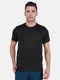 Mens Polyester Blend Black Self Design Round Neck T-Shirt