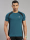 Men Polyester Blend Green Self Design Round Neck T-Shirt