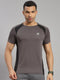 Men Polyester Blend Grey Self Design Round Neck T-Shirt