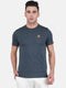 Mens Polyester Blend Grey Self Design Round Neck T-Shirt