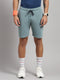 Men Polyester Blend Blue Self Design T-Shirt