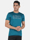 Mens Polyester Blend Teal Printed Round Neck T-Shirt