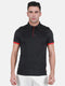 Mens Polyester Blend Black Printed Collar T-Shirt