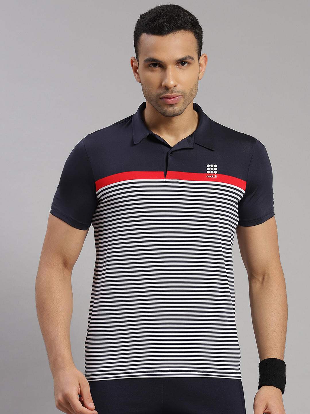 Buy Rock Polyester Blend White Striped Collar T Shirt Online in India Rock Rockit