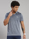 Men Polyester Blend Blue Solid T-Shirt